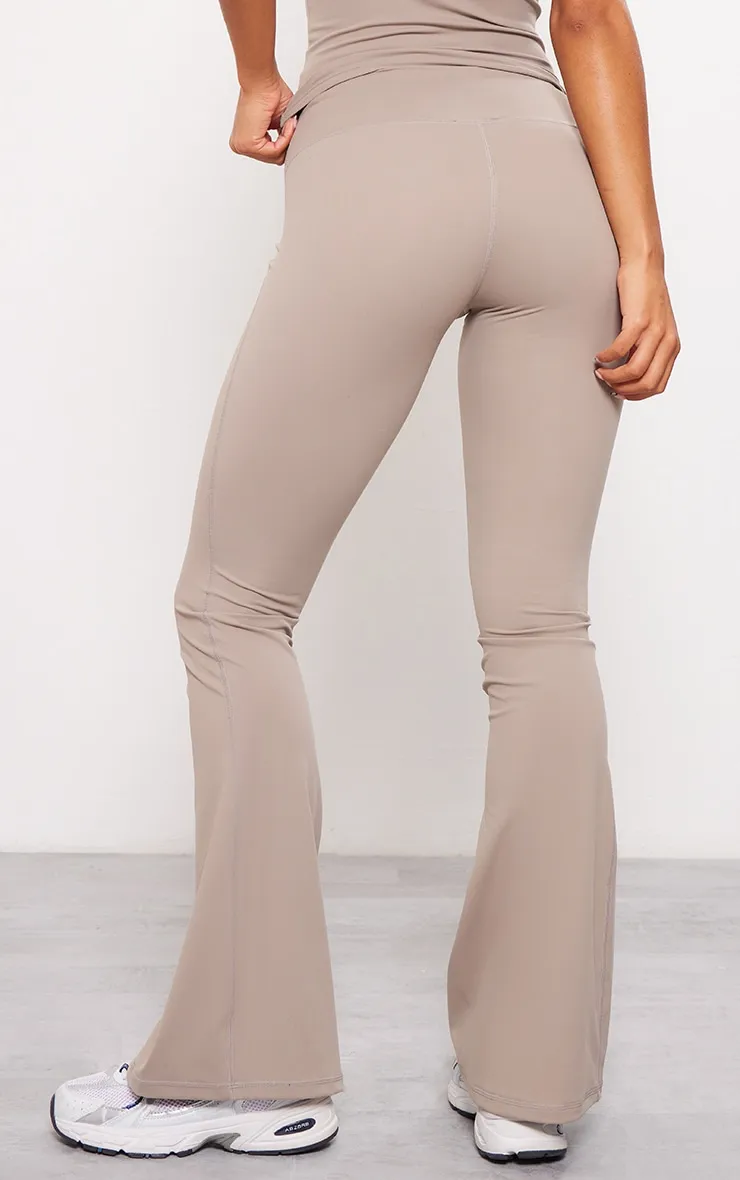 Deep Taupe Sculpt High Waist Flare Yoga Pants sold by Pretty Little Thing product image thumbnail 4