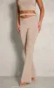 Stone Slinky Cutout Foldover Skinny Flare Trousers sold by Pretty Little Thing