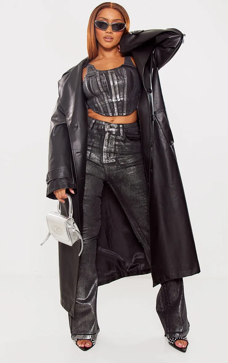 Shape Silver Denim Metallic Corset Top sold by Pretty Little Thing product image thumbnail 3