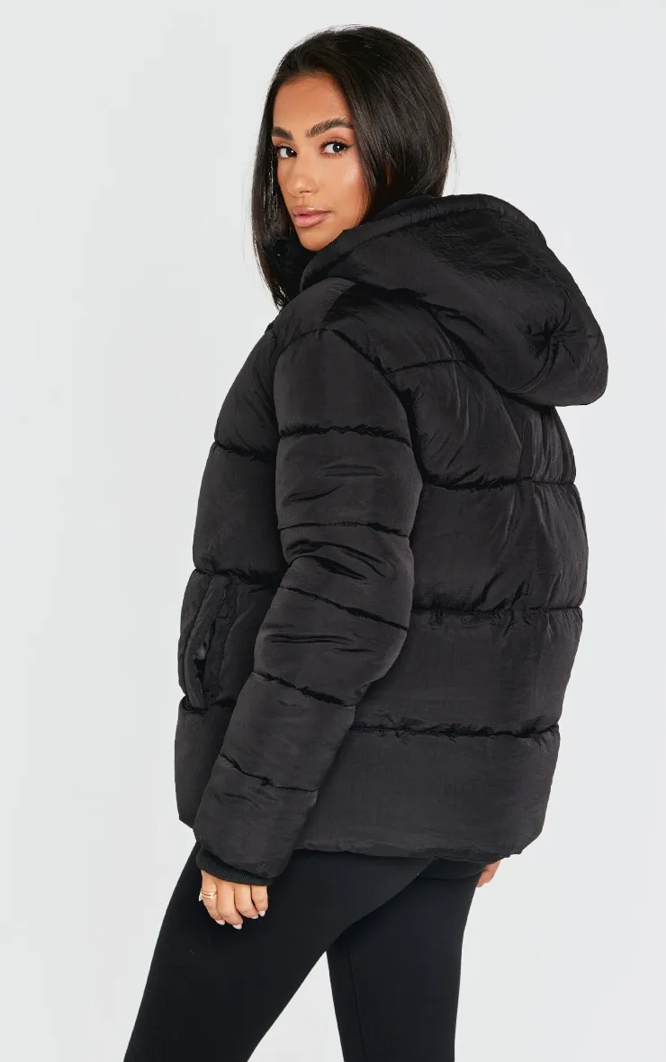 Petite Black Hooded Puffer Jacket sold by Pretty Little Thing product image thumbnail 2