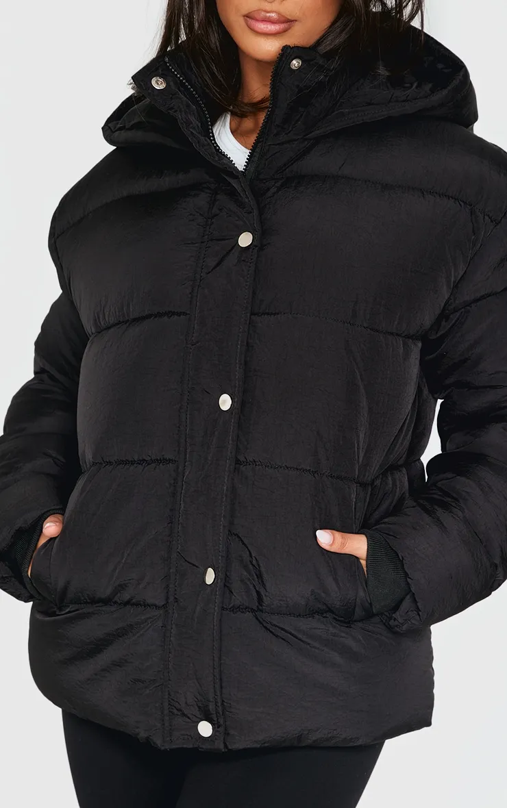 Petite Black Hooded Puffer Jacket sold by Pretty Little Thing product image thumbnail 4