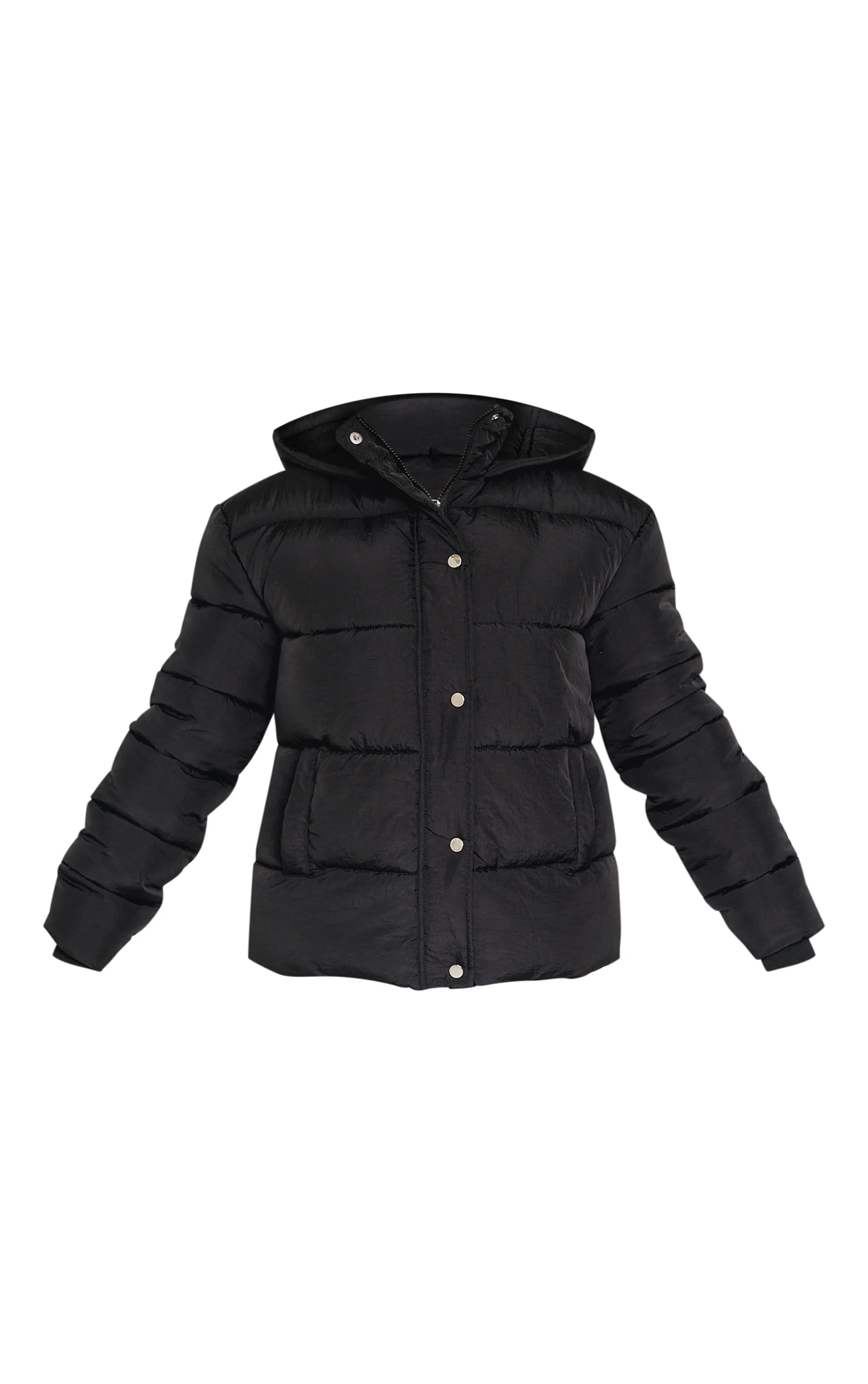 Petite Black Hooded Puffer Jacket sold by Pretty Little Thing product image thumbnail 5