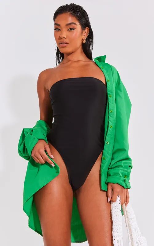 Black Strapless Swimsuit sold by Pretty Little Thing