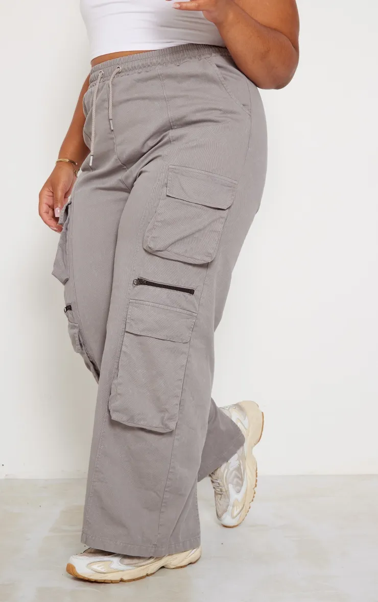 Plus Grey Washed Cargo Trousers sold by Pretty Little Thing product image thumbnail 2