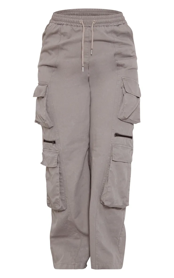 Plus Grey Washed Cargo Trousers sold by Pretty Little Thing product image thumbnail 5