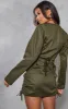 Khaki Cargo Ruched Pocket Detail Zip Through Bodycon Dress sold by Pretty Little Thing