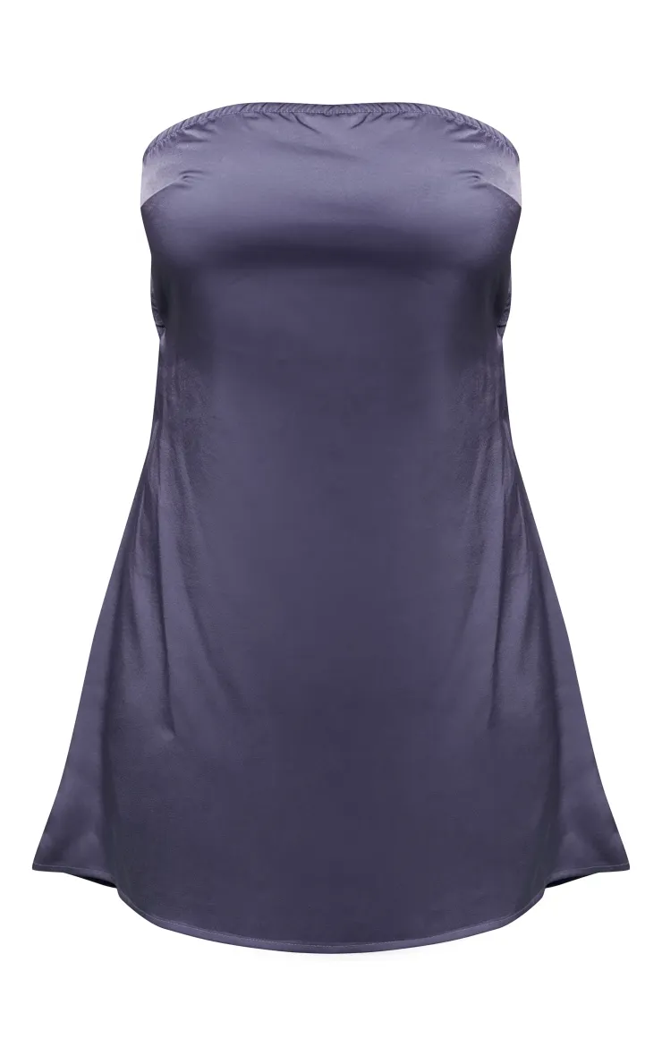 Mineral Blue Satin Bandeau Back Strap Detail Bodycon Dress sold by Pretty Little Thing product image thumbnail 5