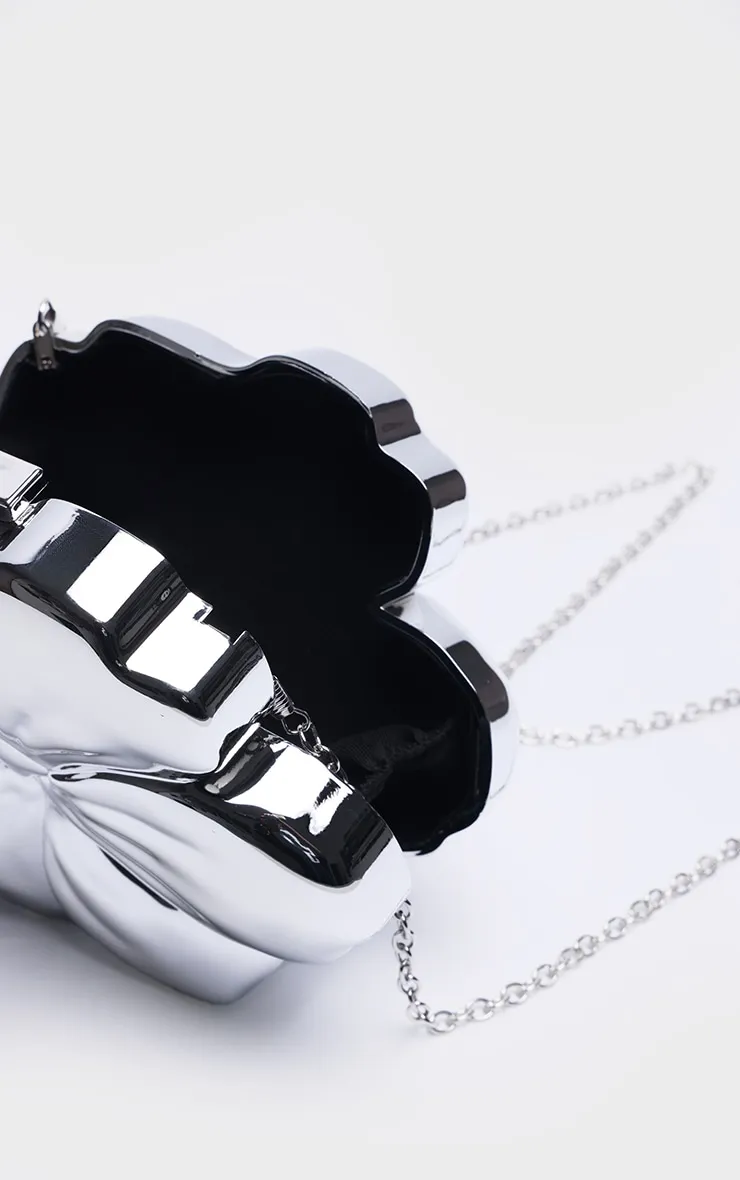 Silver Flower Hard Clutch sold by Pretty Little Thing product image thumbnail 4