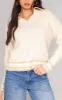 Oatmeal Soft Knit Varsity V Neck Jumper sold by Pretty Little Thing