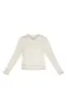 Oatmeal Soft Knit Varsity V Neck Jumper sold by Pretty Little Thing