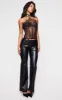 Black Faux Leather Low Rise Straight Leg Trousers sold by Pretty Little Thing