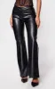 Black Faux Leather Low Rise Straight Leg Trousers sold by Pretty Little Thing