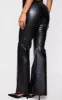 Black Faux Leather Low Rise Straight Leg Trousers sold by Pretty Little Thing