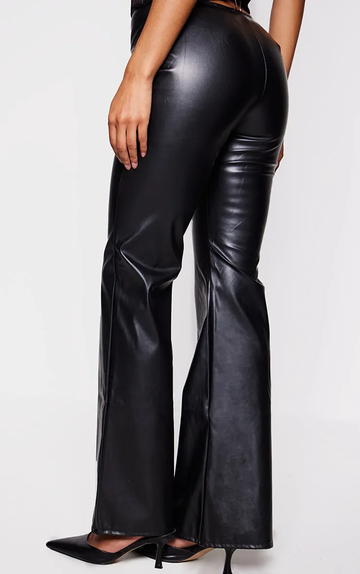 Black Faux Leather Low Rise Straight Leg Trousers sold by Pretty Little Thing product image thumbnail 3