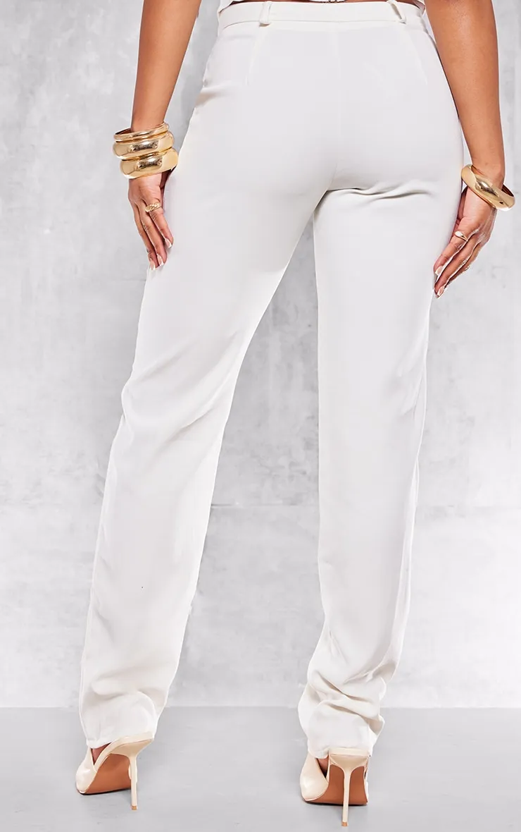 Cream Woven Tailored Seam Detail Straight Leg Trousers sold by Pretty Little Thing product image thumbnail 3