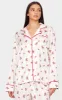 Cream Teddy Print Satin Long Pj Set sold by Pretty Little Thing