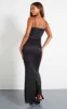Black Satin Floral Applique Underwired Strappy Maxi Dress sold by Pretty Little Thing
