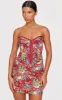 Burgundy Tapestry Bandeau Lace Up Back Bodycon Dress sold by Pretty Little Thing