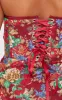 Burgundy Tapestry Bandeau Lace Up Back Bodycon Dress sold by Pretty Little Thing