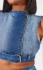 Shape Light Blue Denim Cropped Zip Detail Sleeveless Jacket sold by Pretty Little Thing