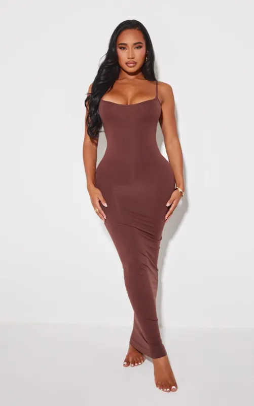 Shape Brown Stretch Seamless Strappy Maxi Dress sold by Pretty Little Thing