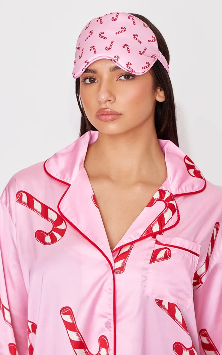 Pink Candy Cane Print Satin Long PJ Set sold by Pretty Little Thing product image thumbnail 4