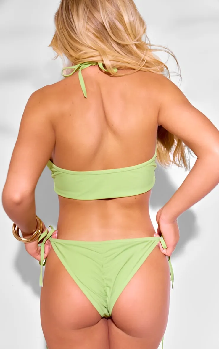 Green Gold Trim Tie Side Bikini Bottoms sold by Pretty Little Thing product image thumbnail 2