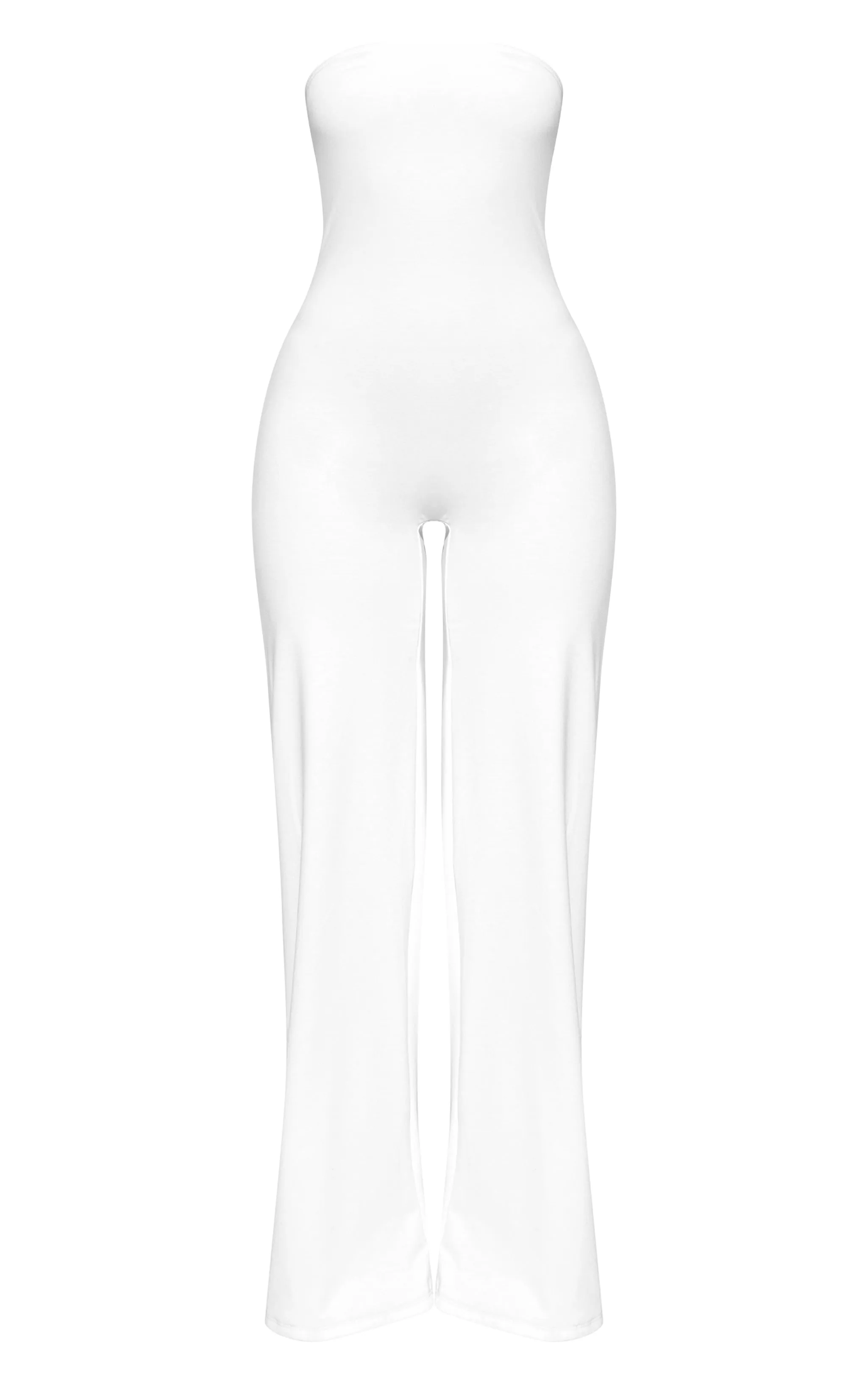 Cream Double Layer Contour Jersey Bandeau Wide Leg Jumpsuit sold by Pretty Little Thing product image thumbnail 5