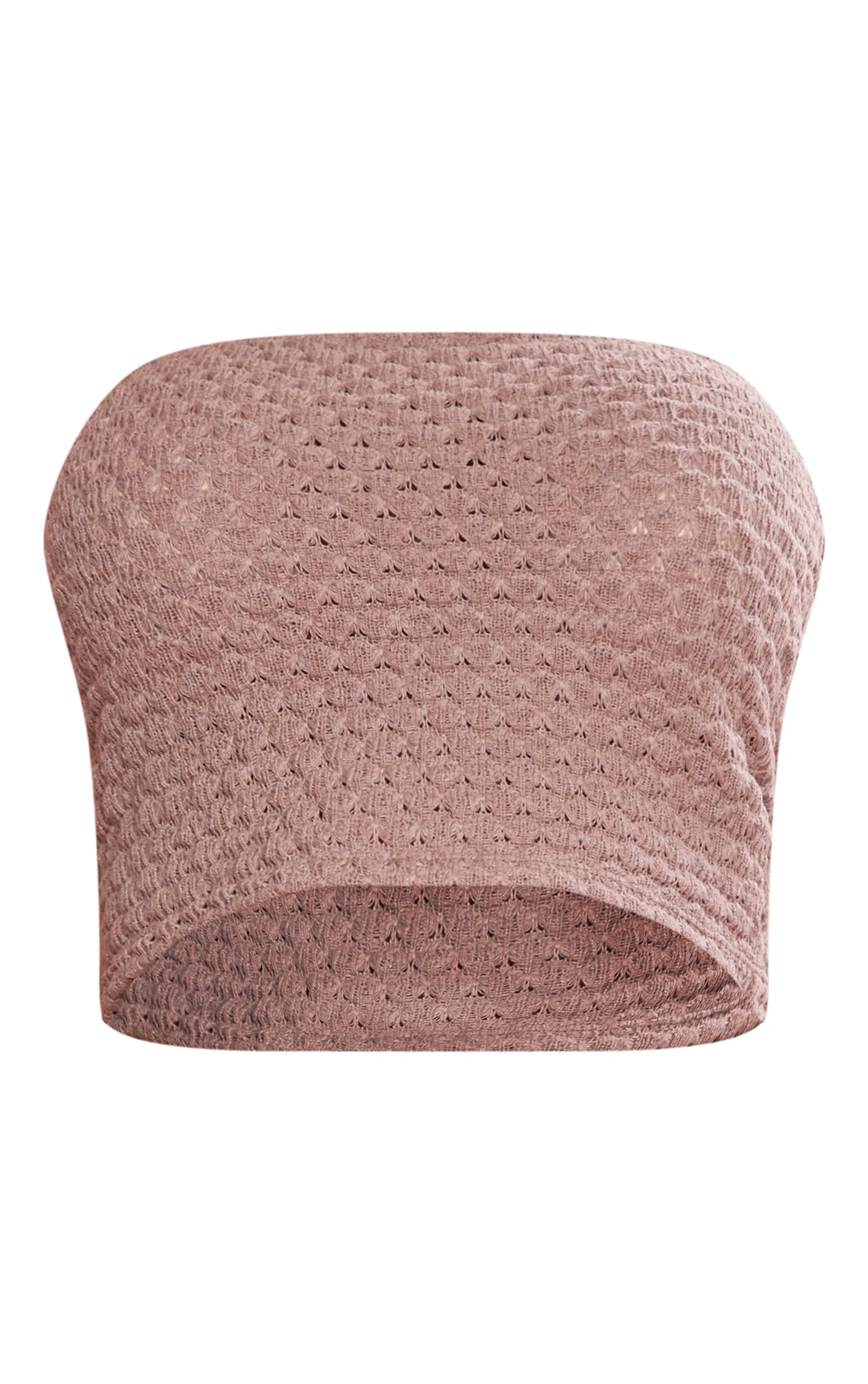 Taupe Textured Rib Cropped Bandeau sold by Pretty Little Thing product image thumbnail 5