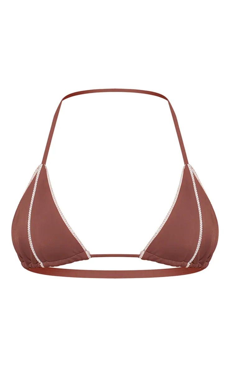 Brown Contrast Stitch Triangle Bikini Top sold by Pretty Little Thing product image thumbnail 5