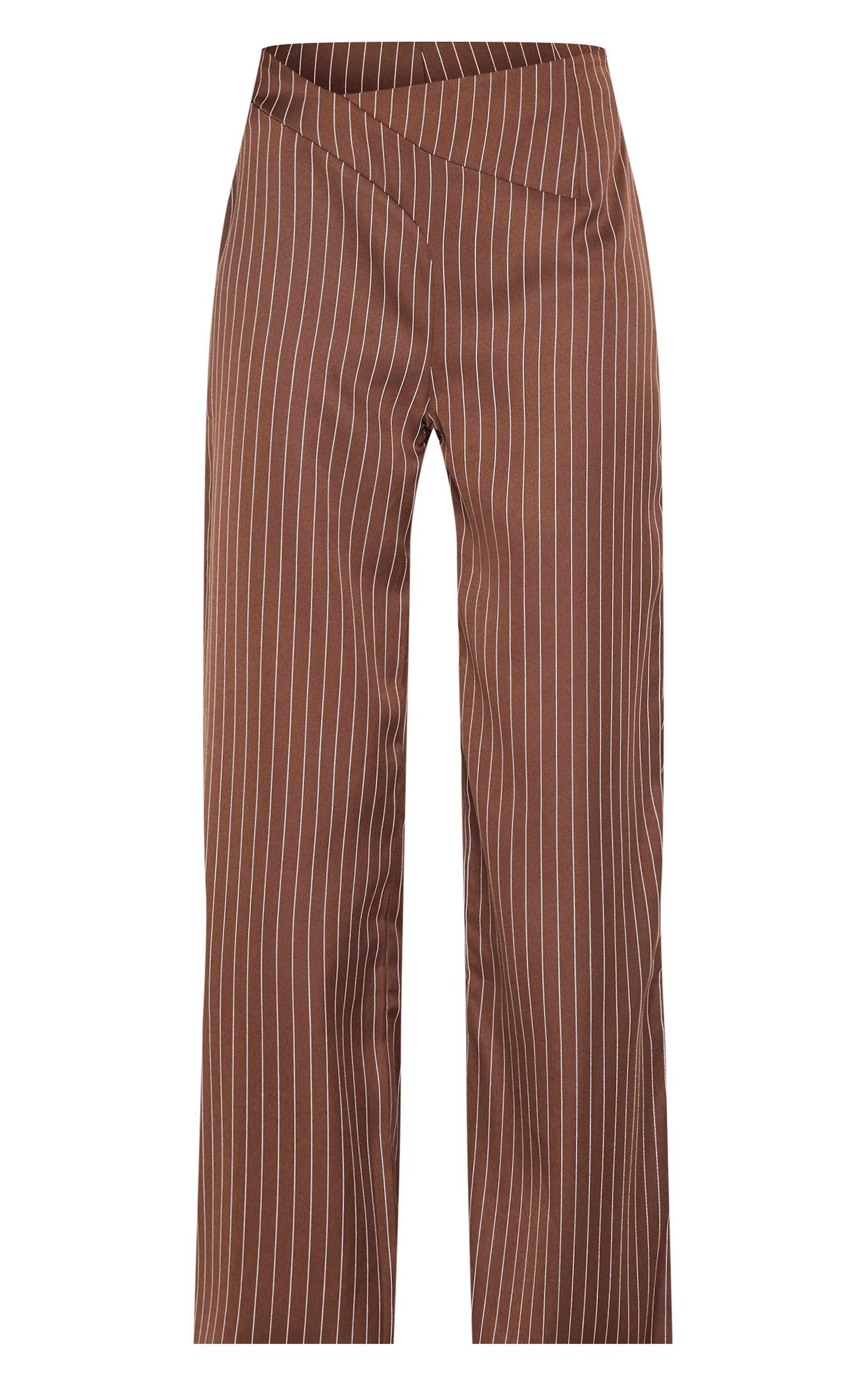 Chocolate Pinstripe Dipped Waist Straight Leg Trousers sold by Pretty Little Thing product image thumbnail 5