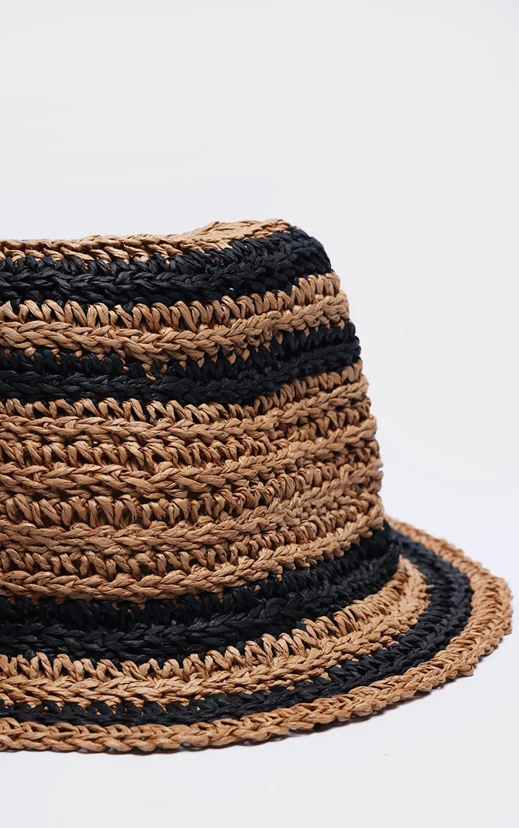 Black Raffia Stripe Bucket Hat sold by Pretty Little Thing product image thumbnail 3