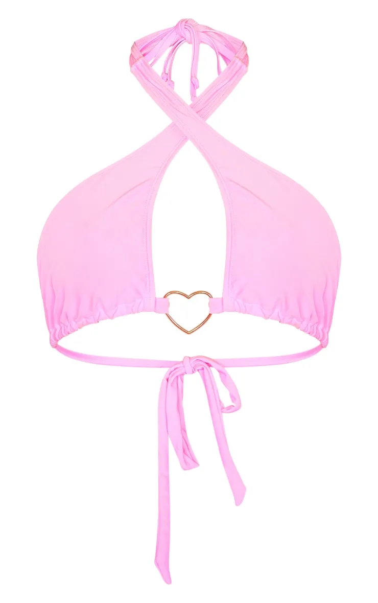 Blush Heart Trim Halterneck Bikini Top sold by Pretty Little Thing product image thumbnail 5