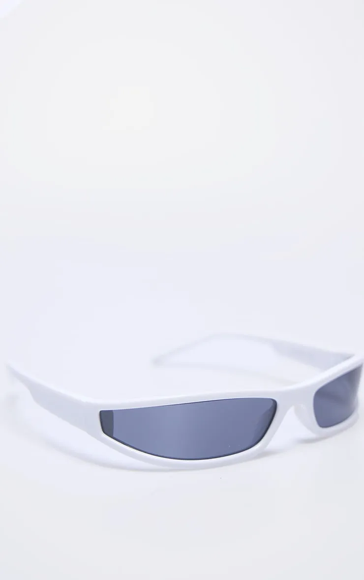 White Slim Sporty Visor Sunglasses sold by Pretty Little Thing product image thumbnail 3