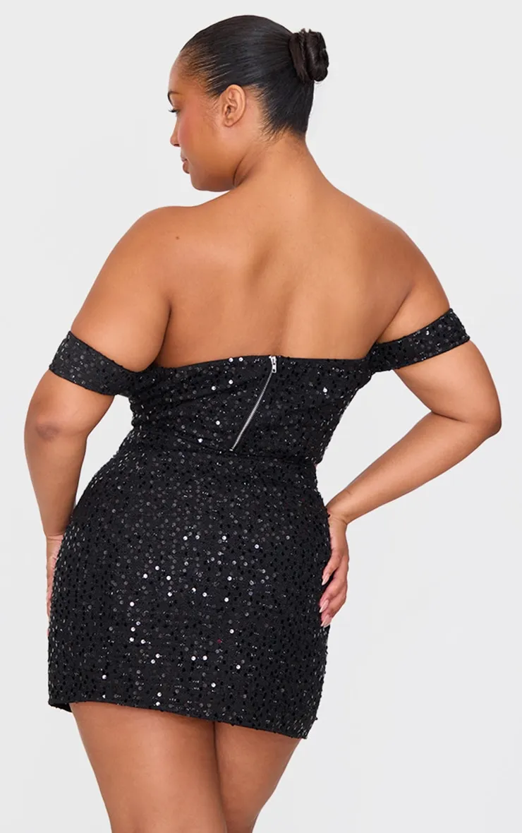 Plus Black Sequin Detail Crop Top sold by Pretty Little Thing product image thumbnail 2
