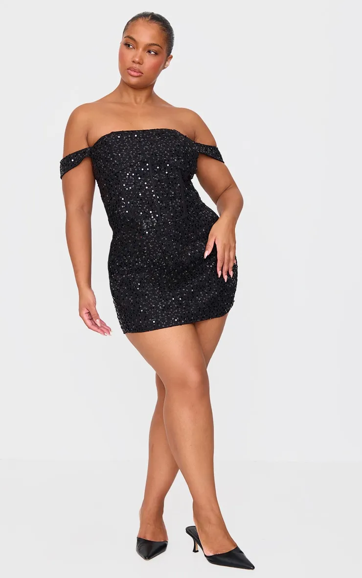 Plus Black Sequin Detail Crop Top sold by Pretty Little Thing product image thumbnail 3