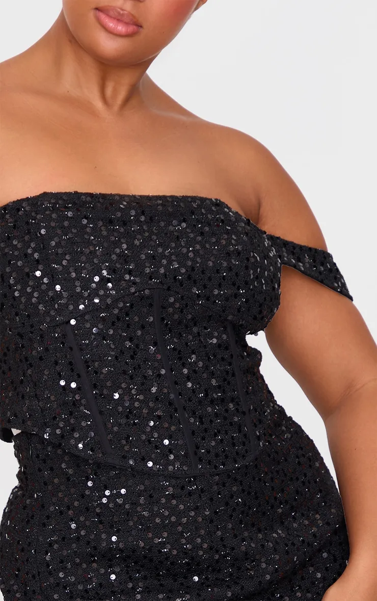 Plus Black Sequin Detail Crop Top sold by Pretty Little Thing product image thumbnail 4
