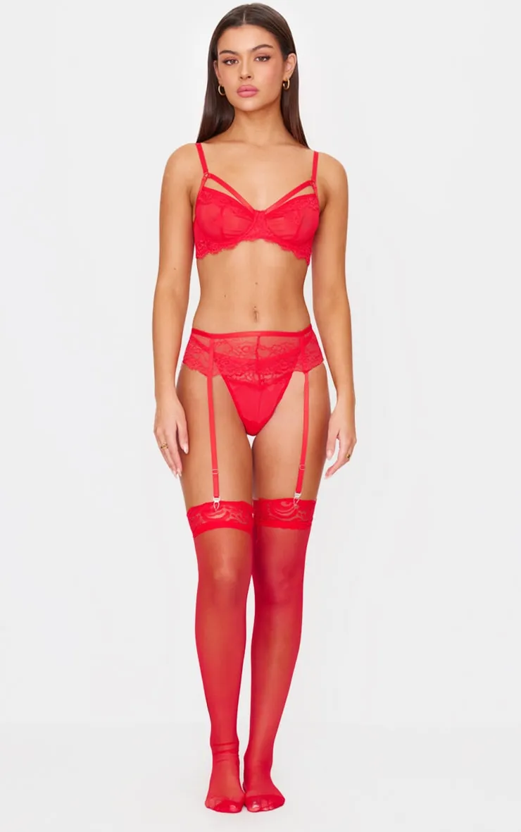 Red Lace 3 Piece Lingerie Set sold by Pretty Little Thing
