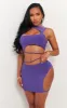 Shape Dark Purple Slinky Cut Out Mini Skirt sold by Pretty Little Thing