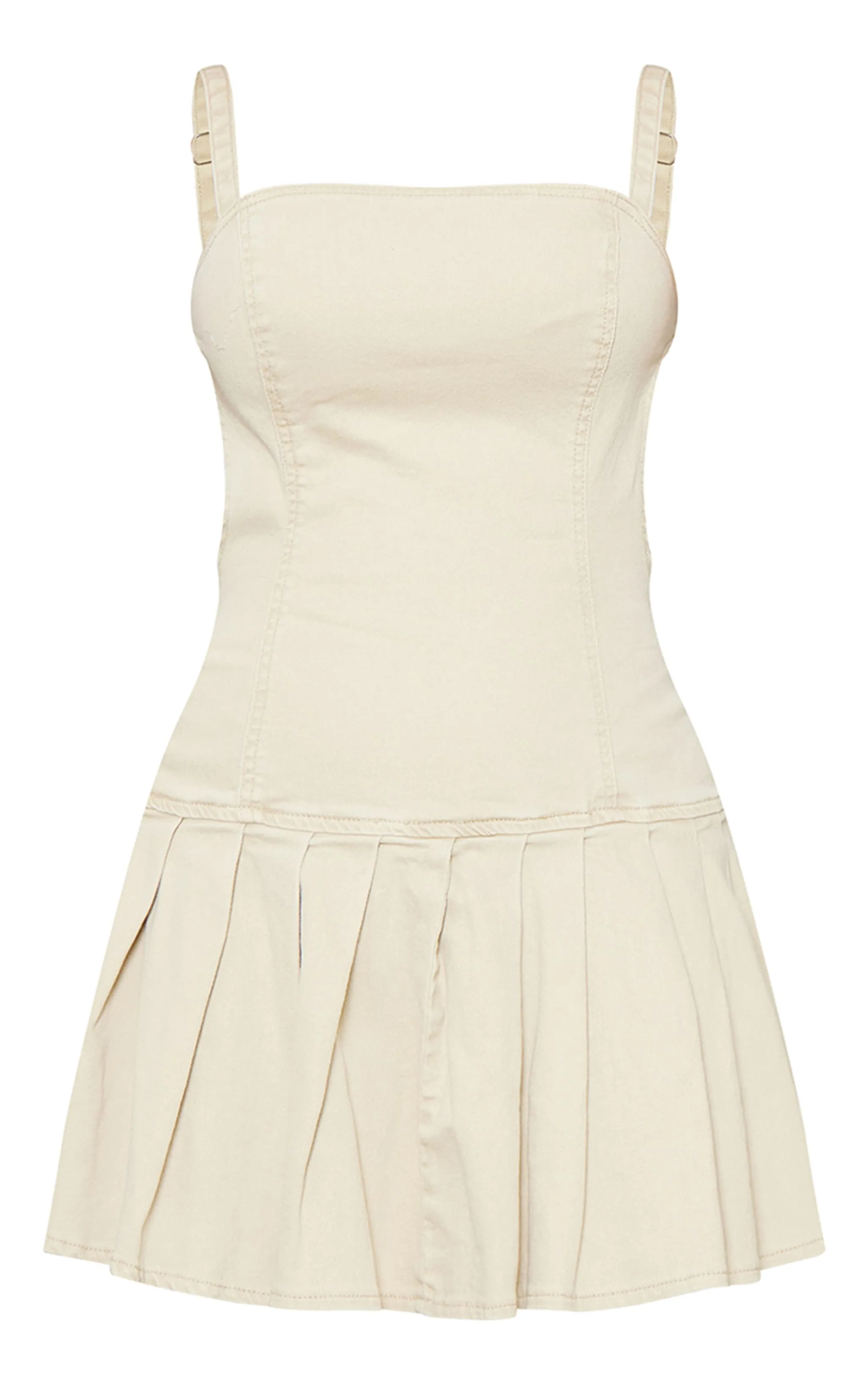 Washed Stone Cut Out Side Pleated Denim Mini Dress sold by Pretty Little Thing product image thumbnail 5