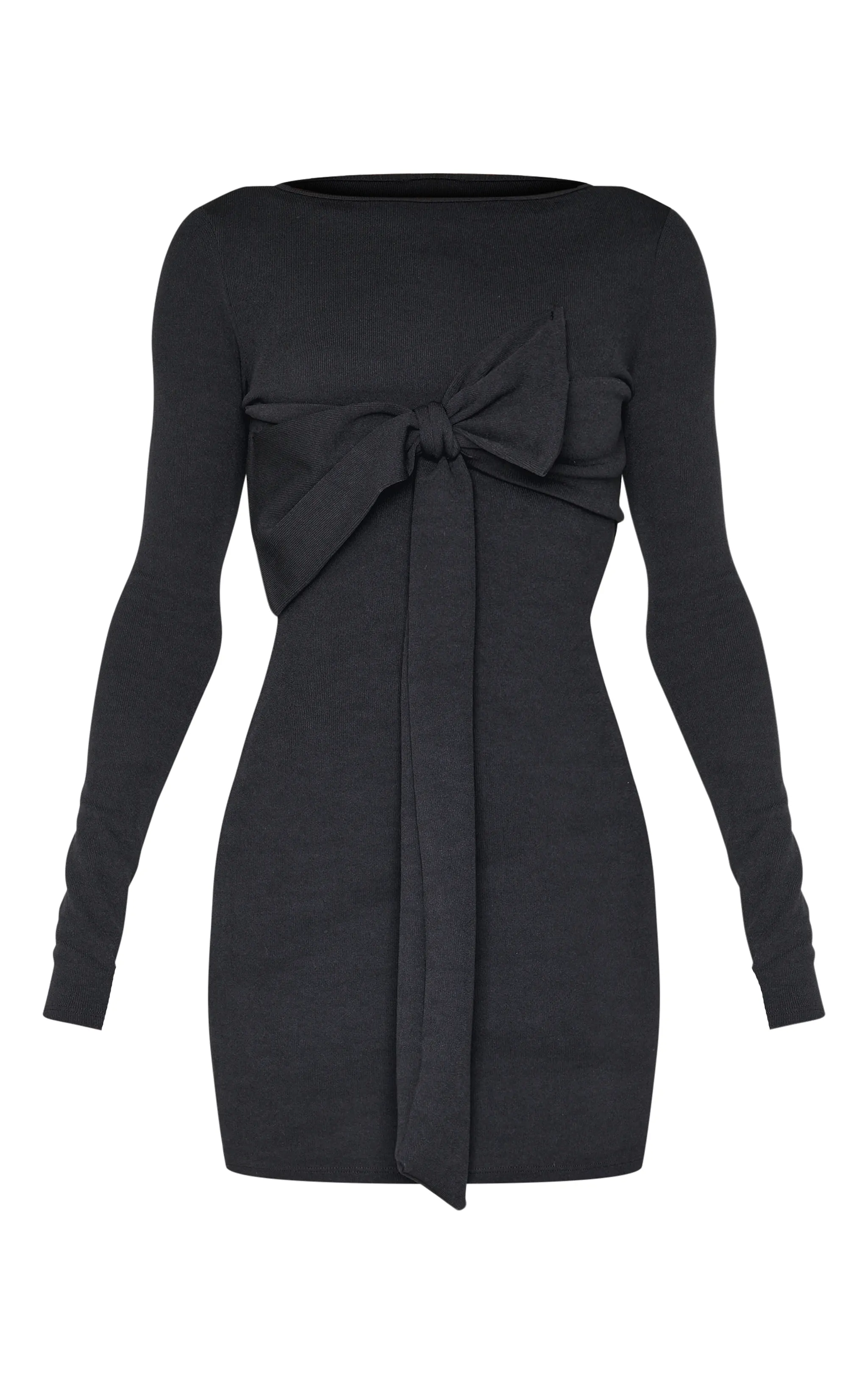Black Long Sleeve Bow Detail Mini Dress sold by Pretty Little Thing product image thumbnail 5