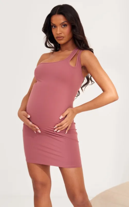 Maternity Mauve Contour Sculpt One Shoulder Cut Out Detail Mini Dress sold by Pretty Little Thing