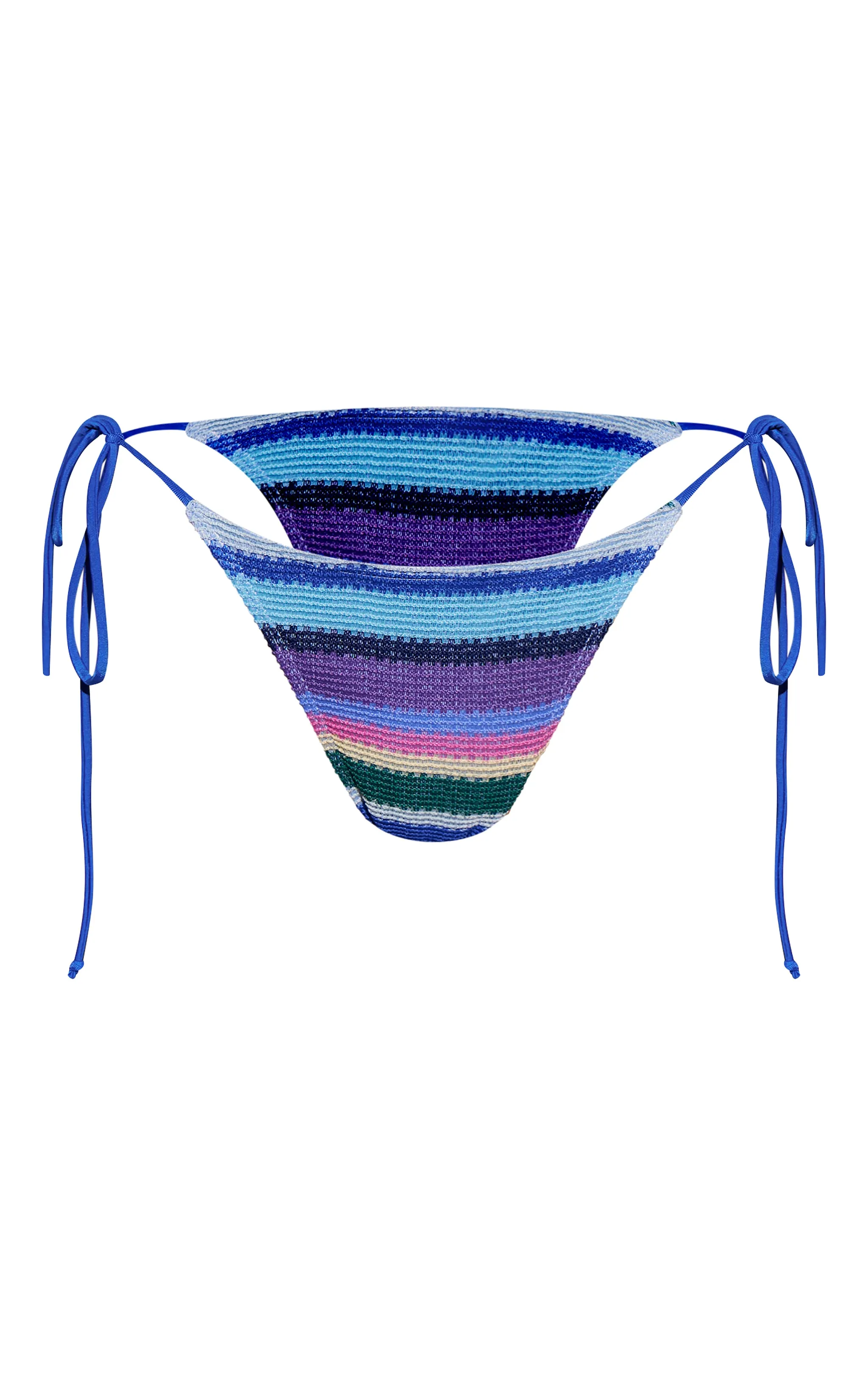 Blue Stripe Textured Tie Side Bikini Bottoms sold by Pretty Little Thing product image thumbnail 5