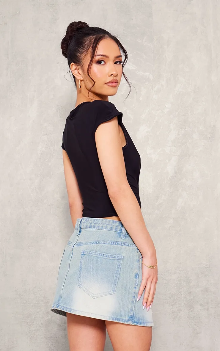 Petite Black Slinky Cap Sleeve Crop Top sold by Pretty Little Thing product image thumbnail 2