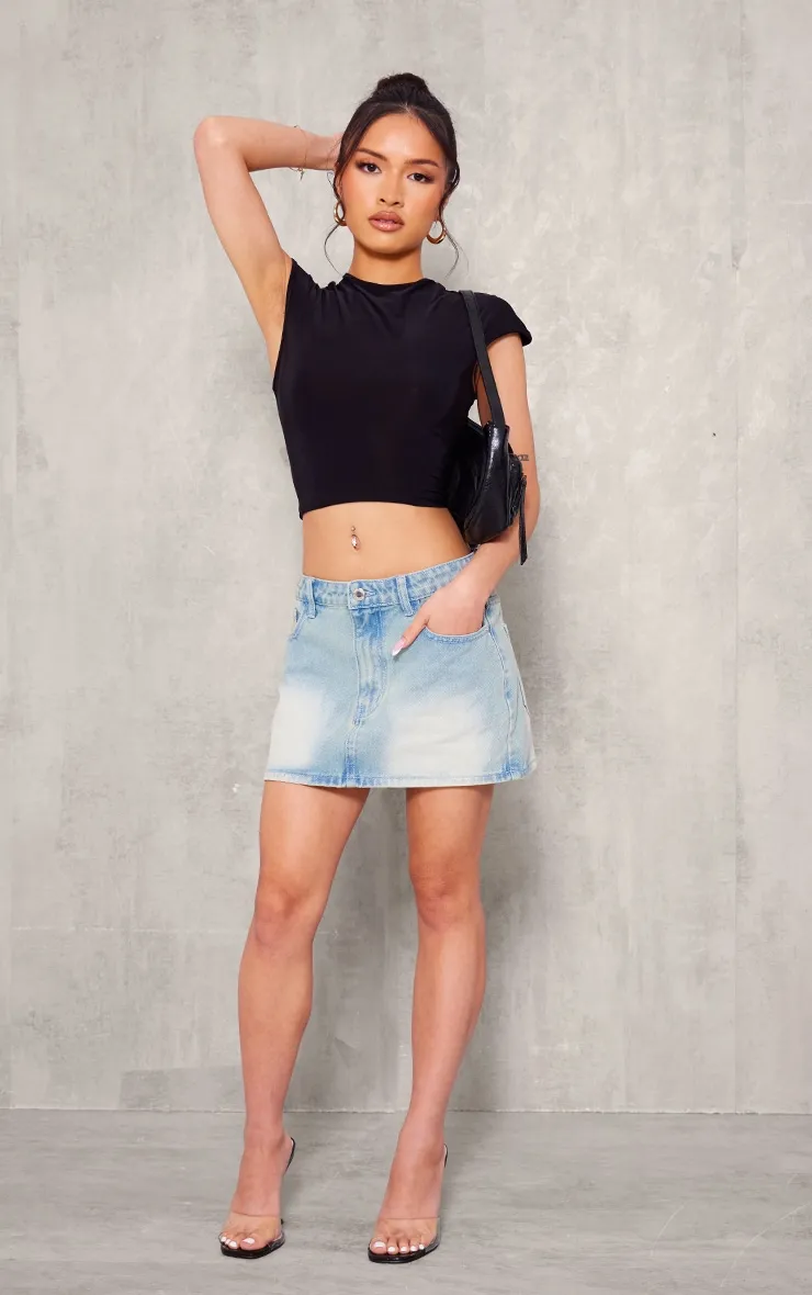 Petite Black Slinky Cap Sleeve Crop Top sold by Pretty Little Thing product image thumbnail 3
