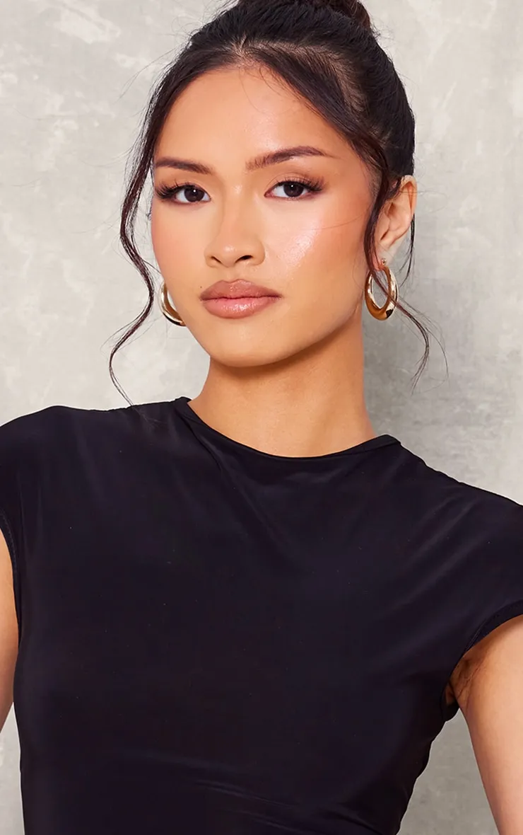 Petite Black Slinky Cap Sleeve Crop Top sold by Pretty Little Thing product image thumbnail 4