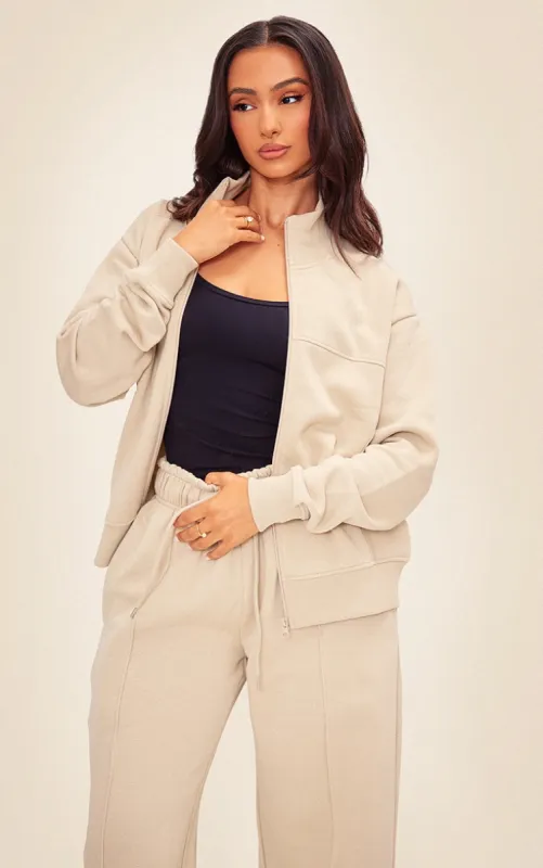 Petite Pebble Zip Up Seam Detail Track Top sold by Pretty Little Thing