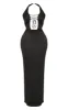 Shape Black Satin Plunge Front Halterneck Maxi Dress sold by Pretty Little Thing