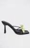 Black Croc PU Lime Flower Square Toe Heeled Mules sold by Pretty Little Thing