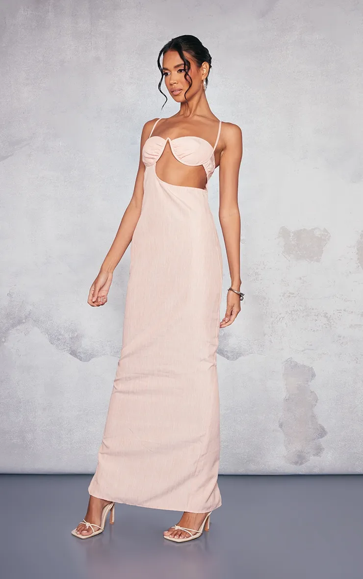 Orange Linen Look Underwired Side Cut Out Strappy Maxi Dress sold by Pretty Little Thing product image thumbnail 3